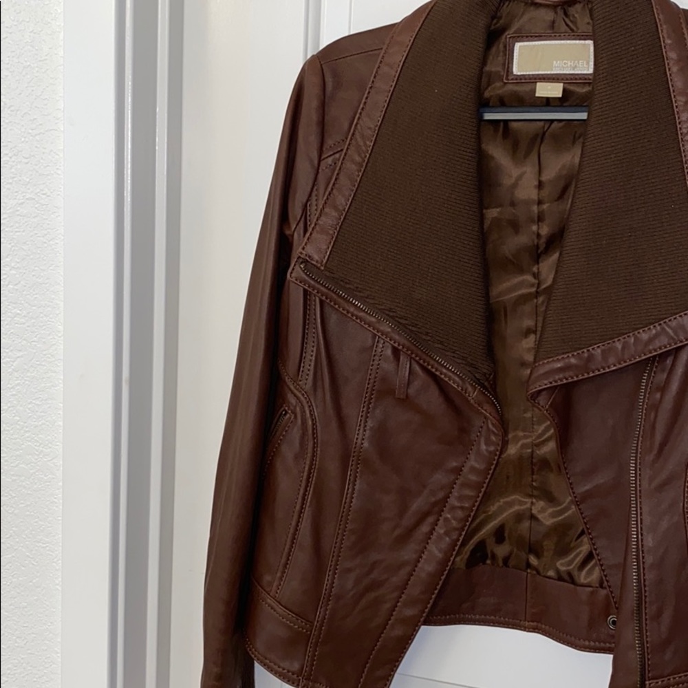 Brown leather jacket
